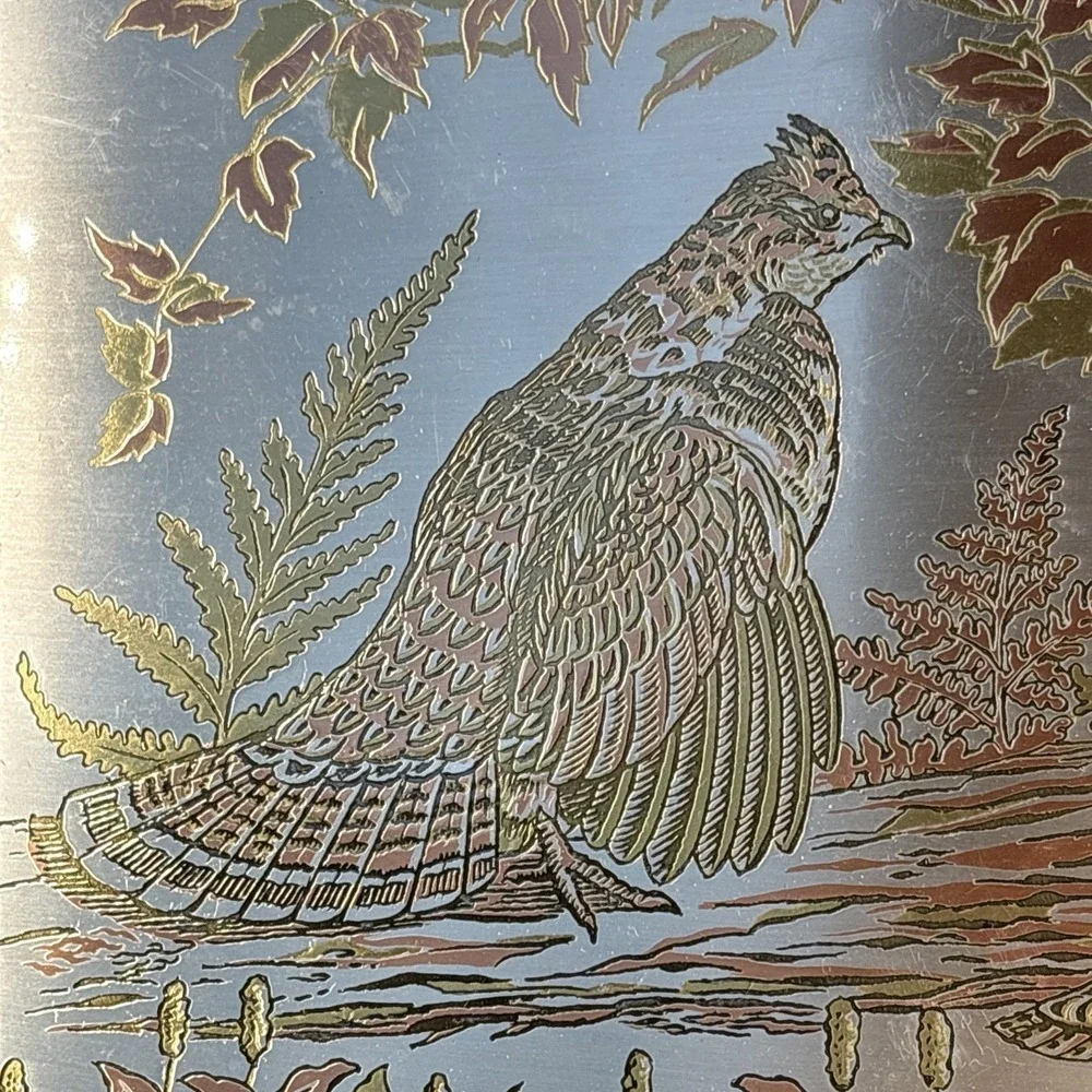 CURRIER & IVES Ruffed Grouse Reed & Barton Silversmith Damascene Metal Etchin 65